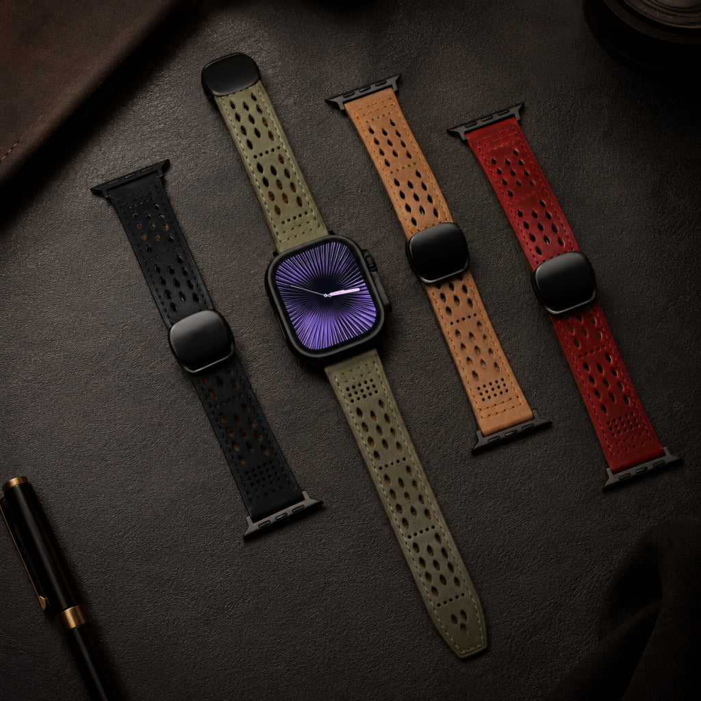 Upgraded Magnetic Buckle Leather Strap For Apple Watch