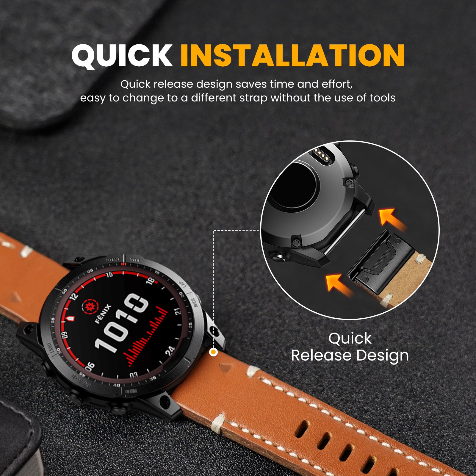 Genuine Leather Watch Band for Garmin Fenix 8 7 7X 6 6X