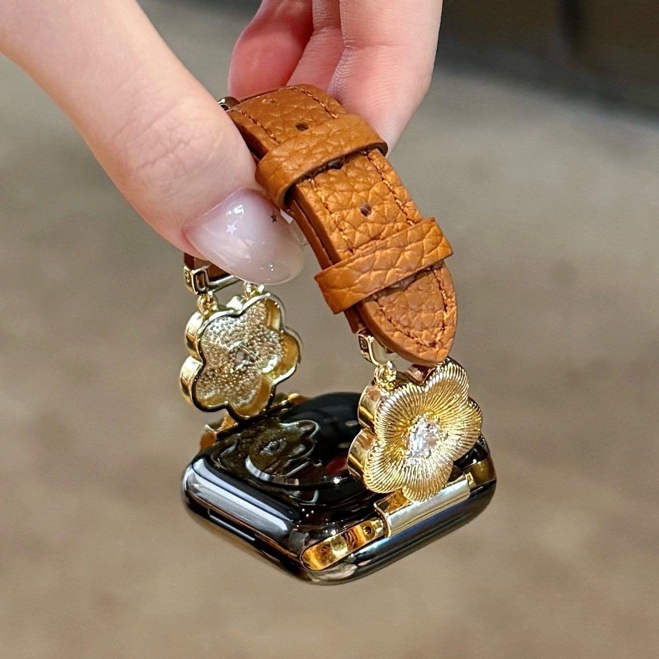 Flower Leather Strap For Apple Watch