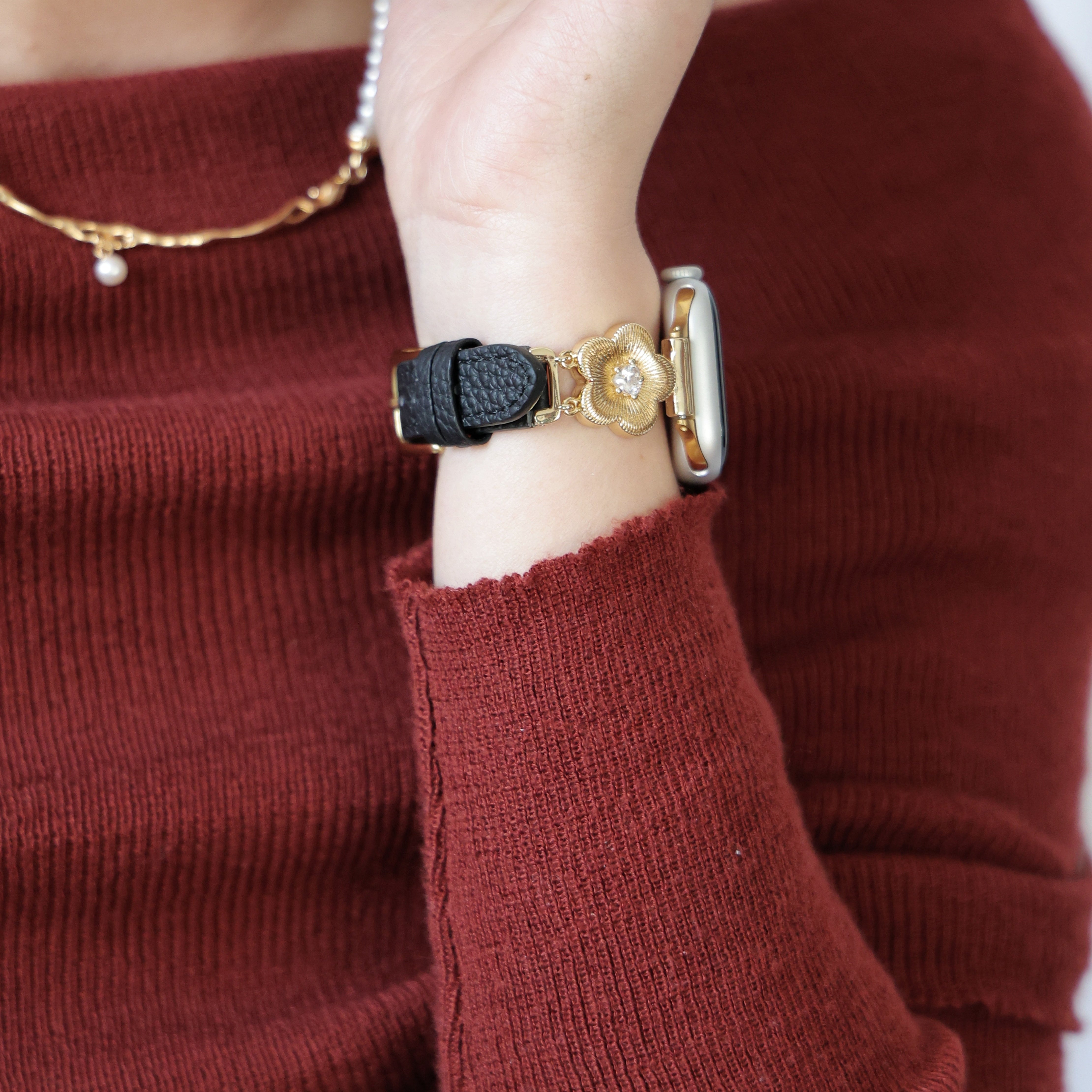 Flower Leather Strap For Apple Watch