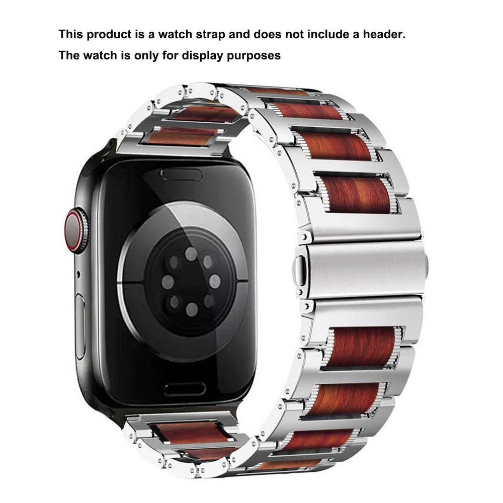 Natural Red Sandalwood & Metal For Apple Watch