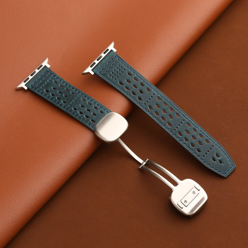 Upgraded Magnetic Buckle Leather Strap For Apple Watch