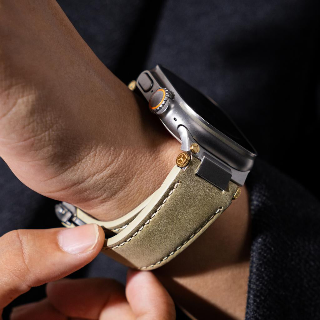Elite Italian Leather Band with Deployment Clasp for Apple Watch