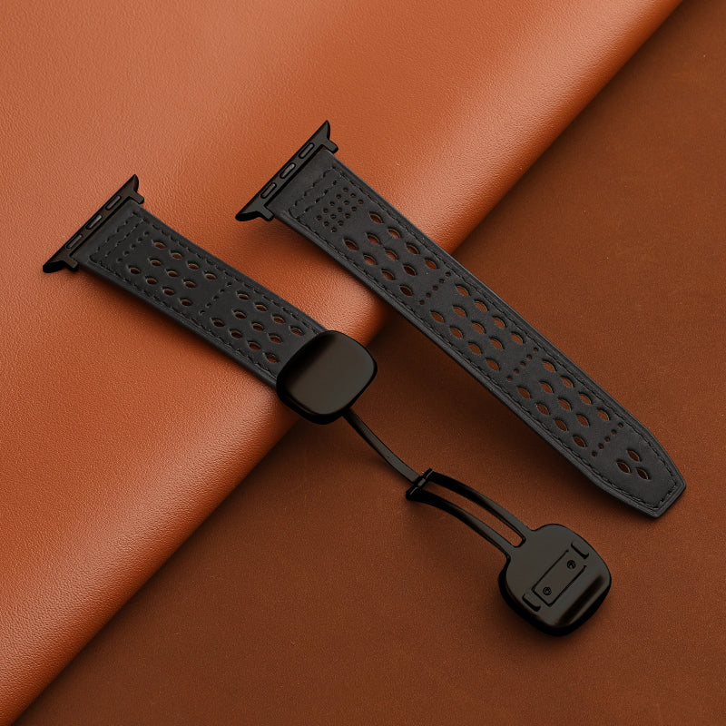 Upgraded Magnetic Buckle Leather Strap For Apple Watch