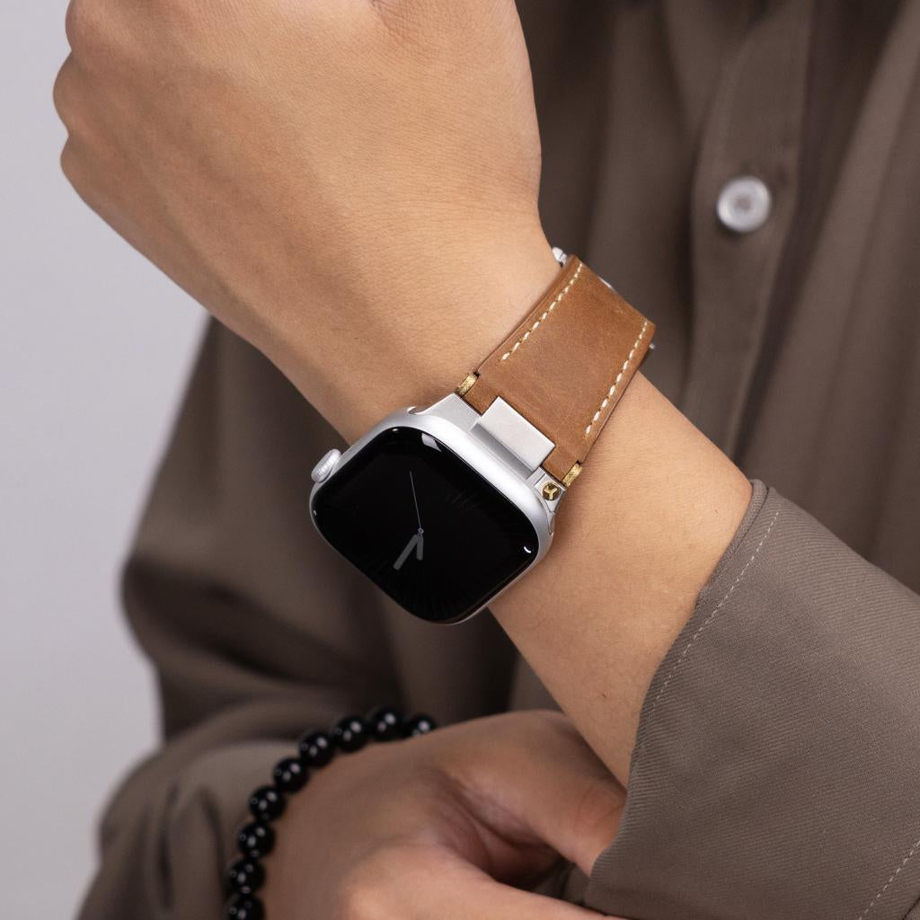 Elite Italian Leather Band with Deployment Clasp for Apple Watch