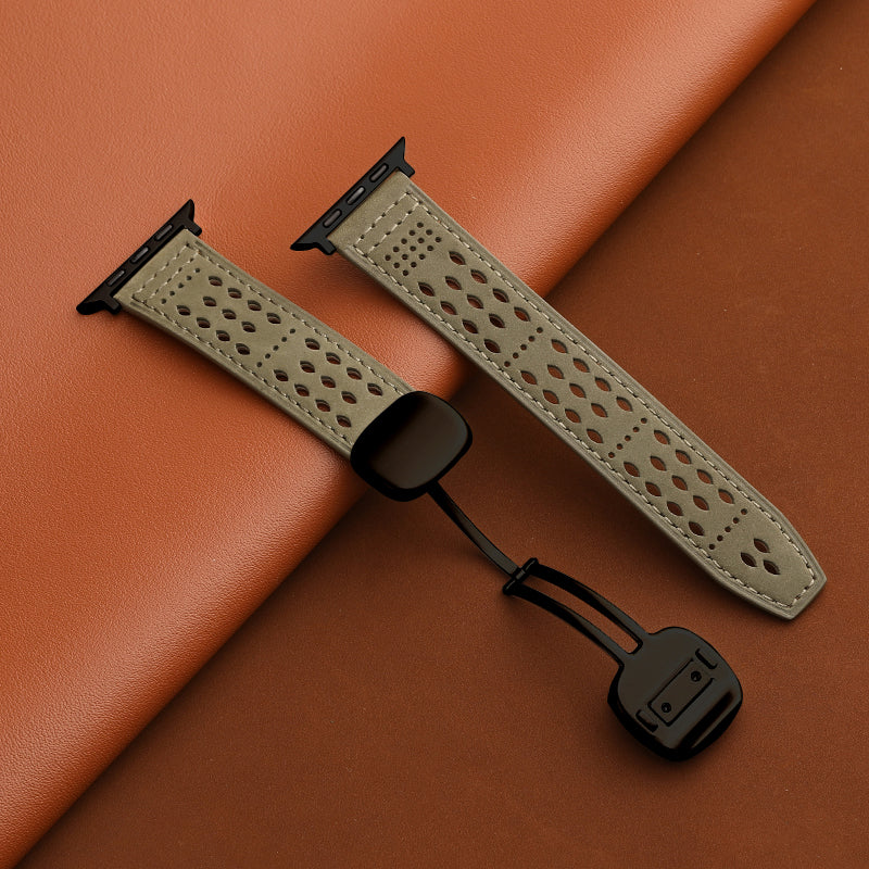 Upgraded Magnetic Buckle Leather Strap For Apple Watch