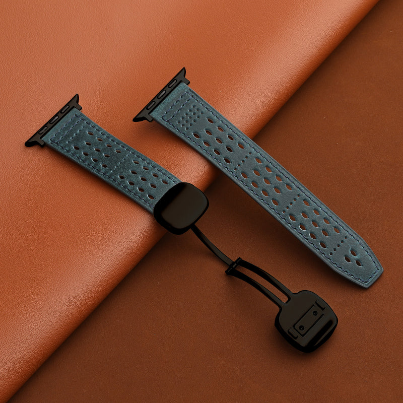 Upgraded Magnetic Buckle Leather Strap For Apple Watch