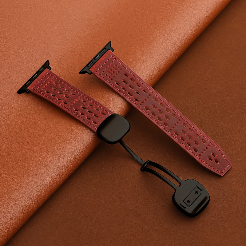 Upgraded Magnetic Buckle Leather Strap For Apple Watch