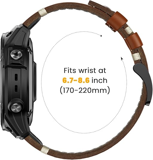 Genuine Leather Watch Band for Garmin Fenix 8 7 7X 6 6X