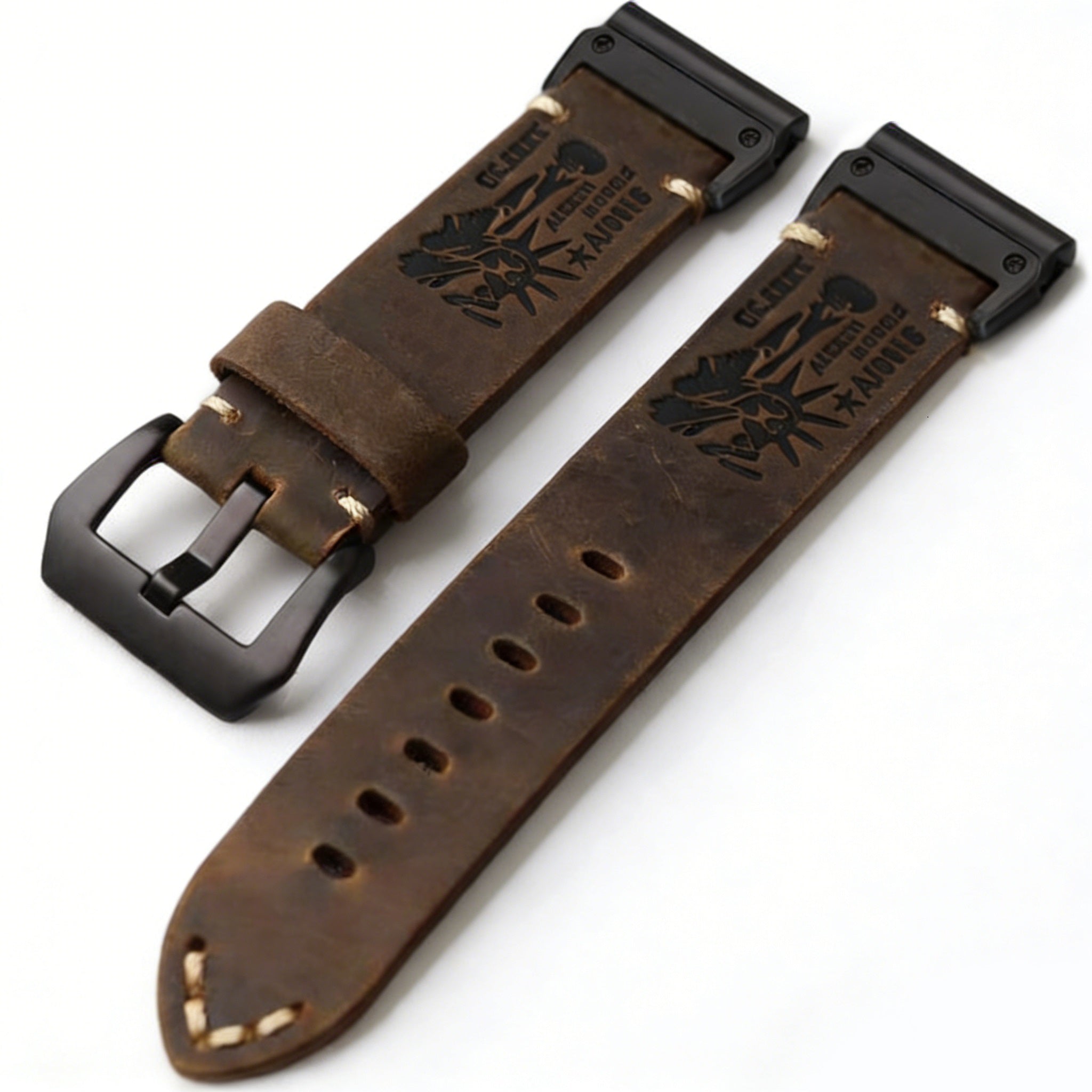 Vintage Leather Strap For Garmin Fenix 8 7X 6X Pro