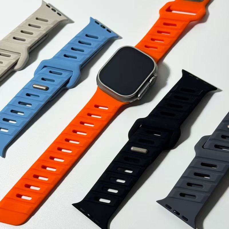 Asymmetric Oblique Hole Silicone Watch Strap for Apple Watch