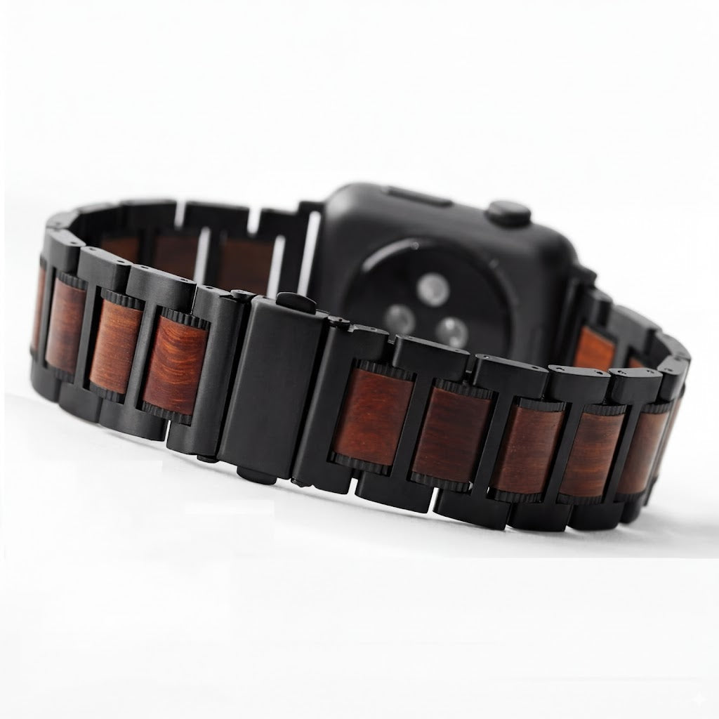 Natural Red Sandalwood & Metal For Apple Watch
