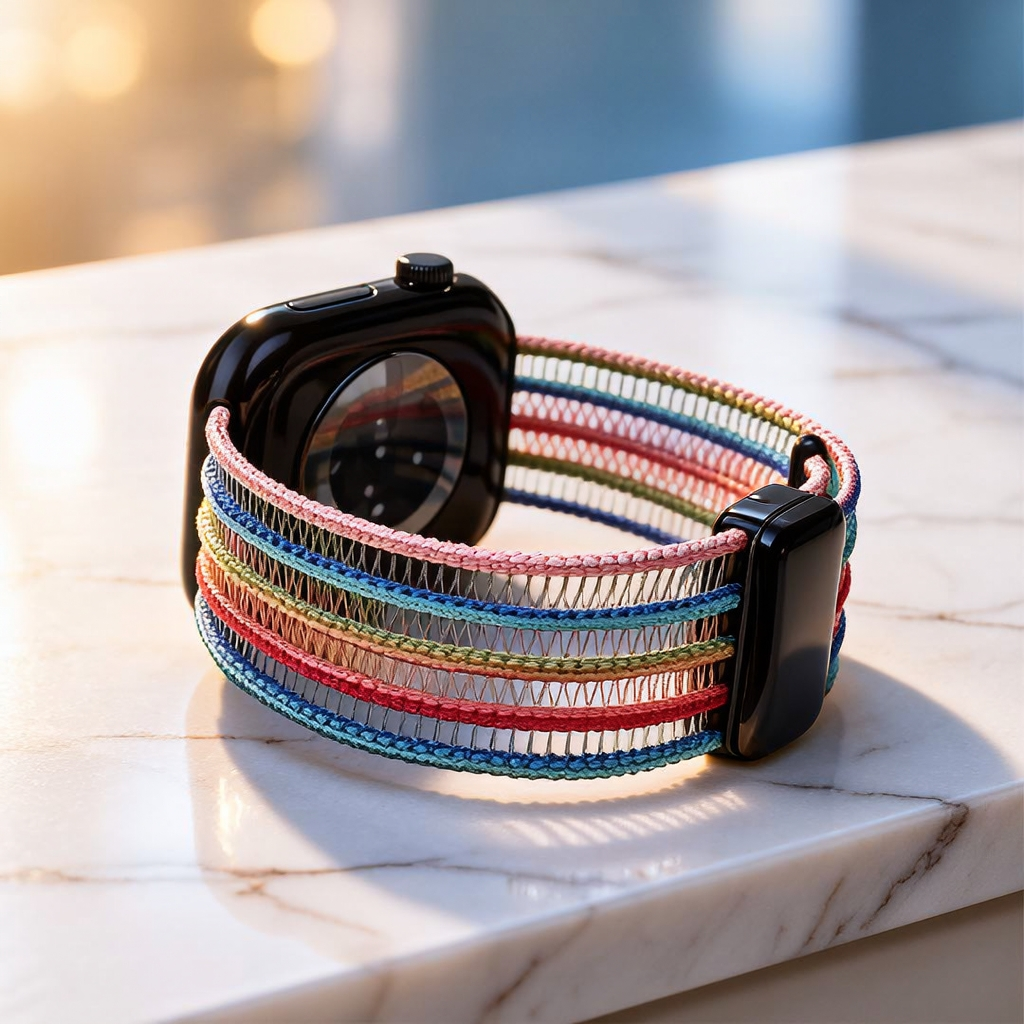 Fish Silk Mesh Breathable Magnetic Soft Strap For Apple Watch