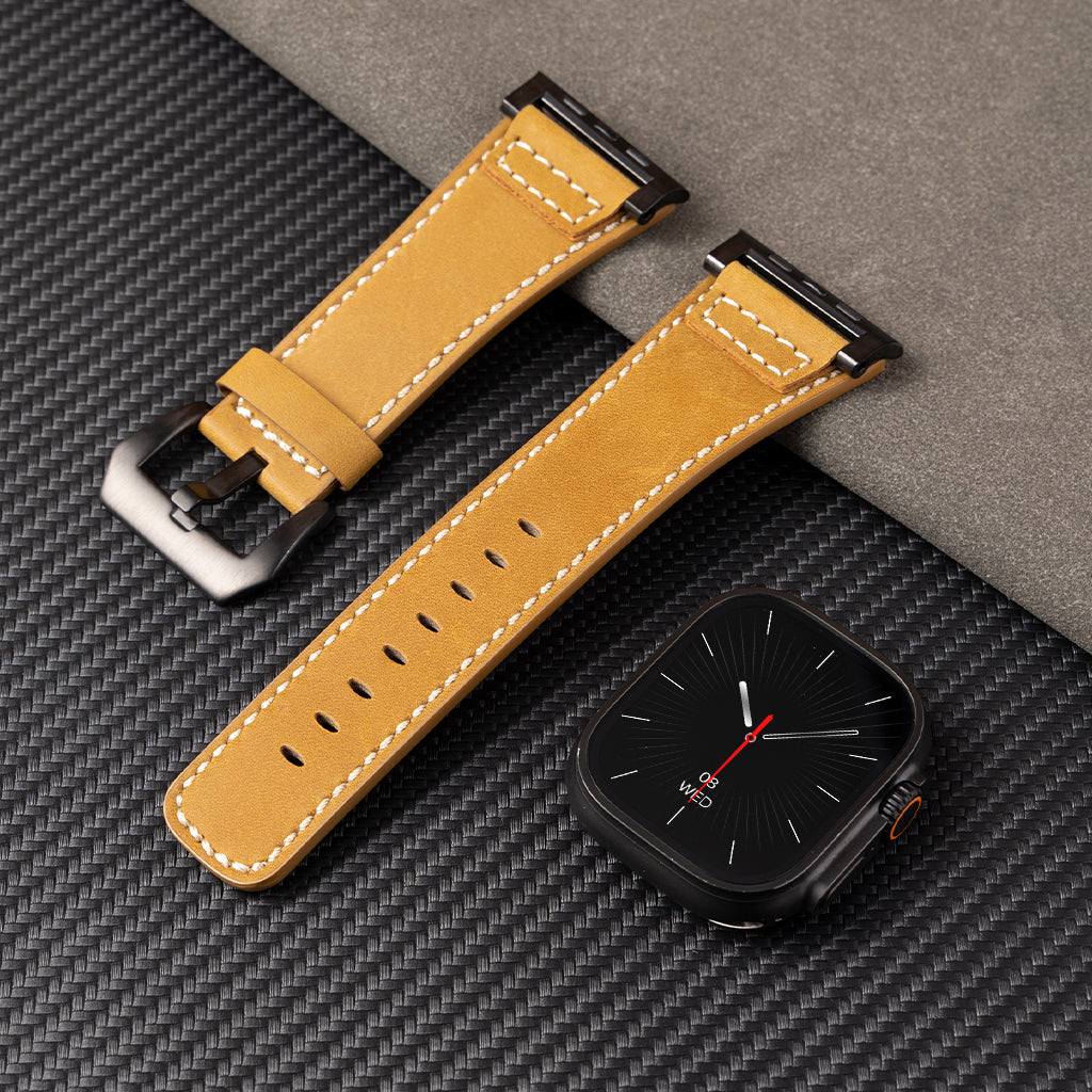 Premium Distressed Leather Tactical Watch Band For Apple Watch