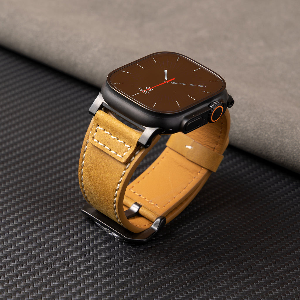 Premium Distressed Leather Tactical Watch Band For Apple Watch