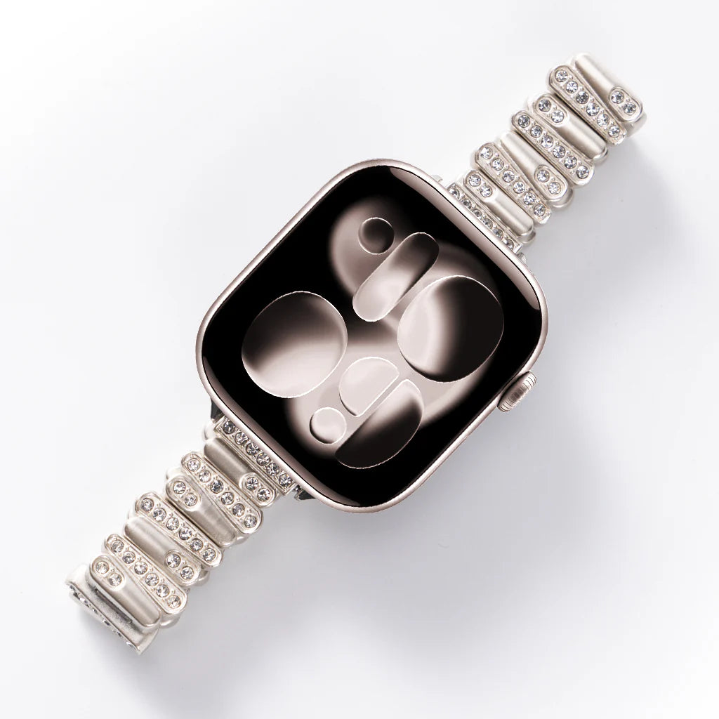 Personalized Diamond-Encrusted Leather Strap For Apple Watch