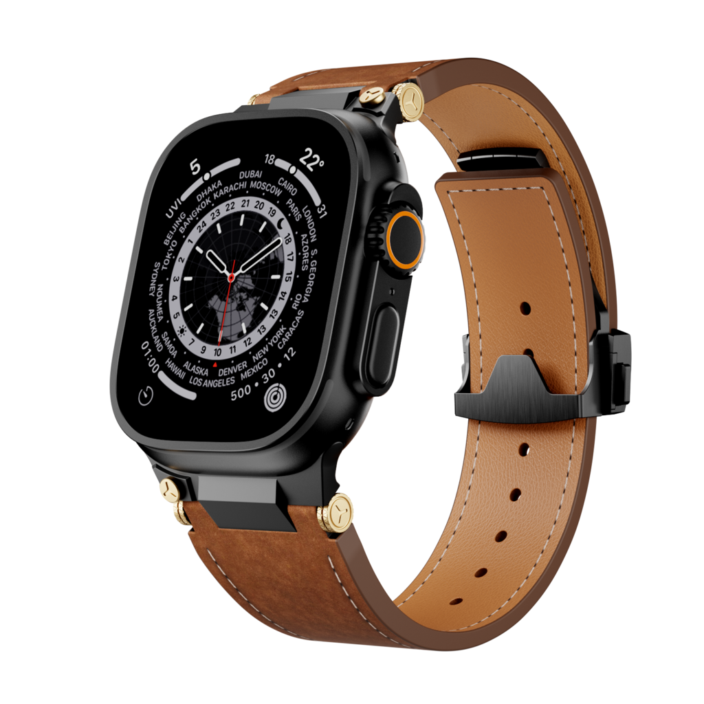 Elite Italian Leather Band with Deployment Clasp for Apple Watch