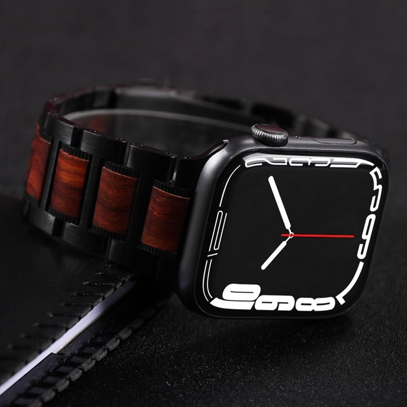 Natural Red Sandalwood & Metal For Apple Watch