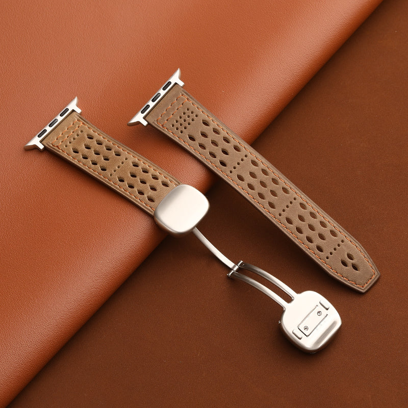 Upgraded Magnetic Buckle Leather Strap For Apple Watch