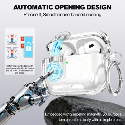 Auto-Pop Kickstand Clear Case for AirPods Pro 2 / Pro 3 / 4 / 5