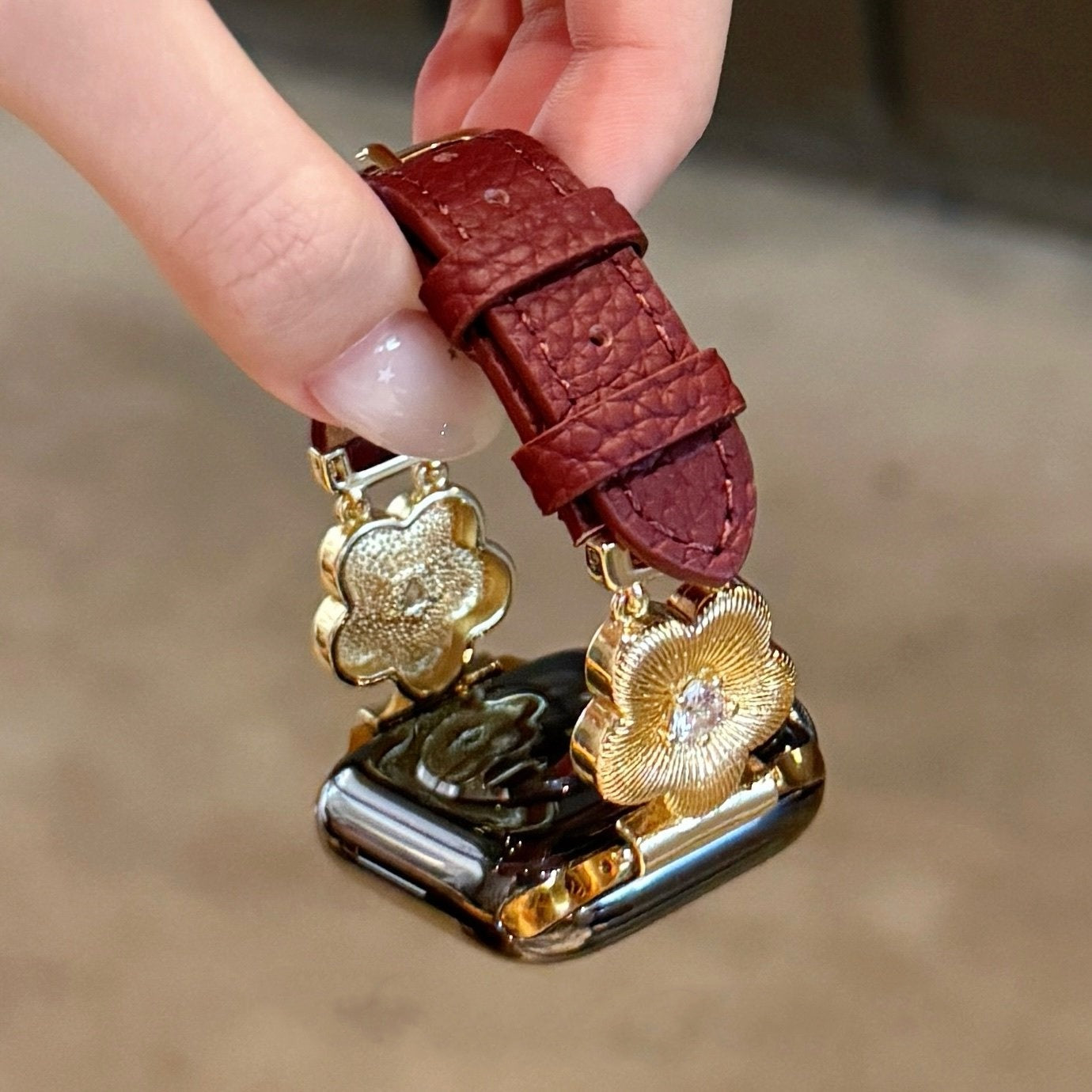 Flower Leather Strap For Apple Watch