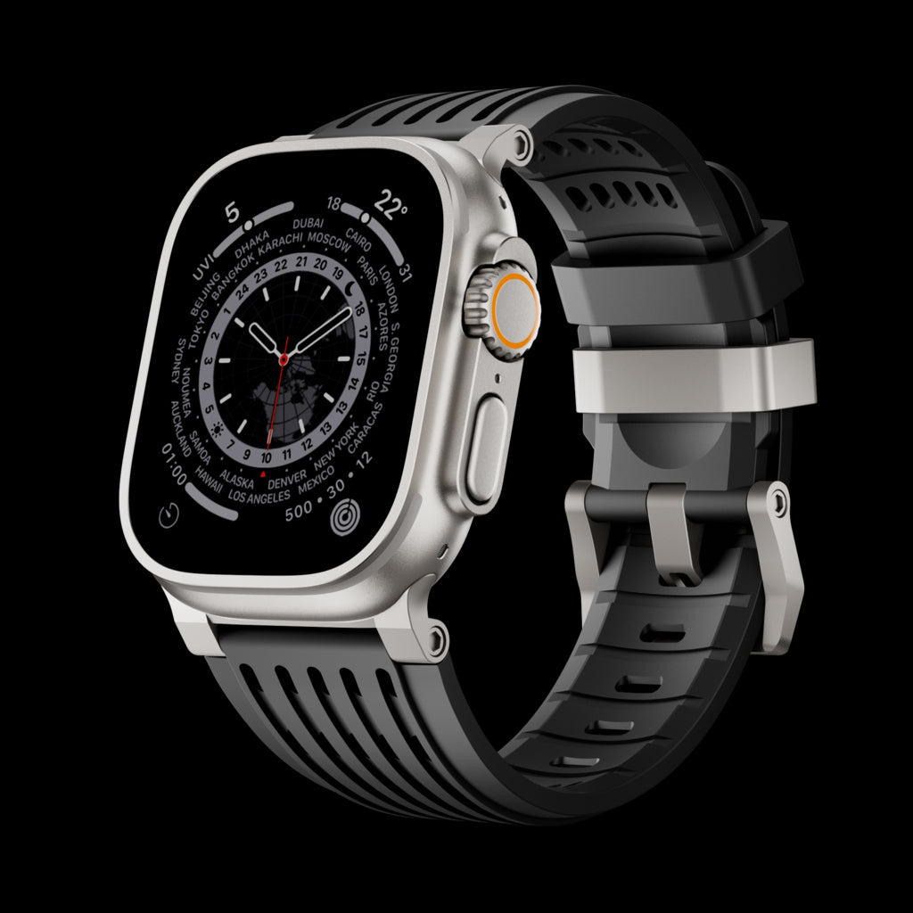 Ultra-Wide Leather /silicone Tactical Watch Band For Apple Watch