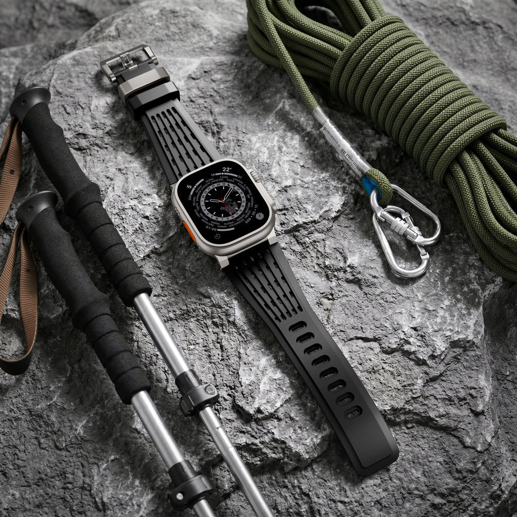 Ultra-Wide Leather /silicone Tactical Watch Band For Apple Watch