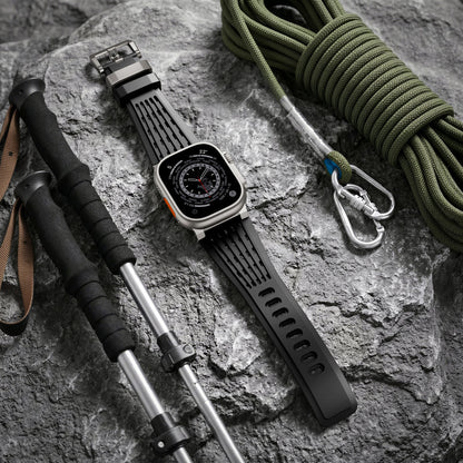 Ultra-Wide Leather /silicone Tactical Watch Band For Apple Watch