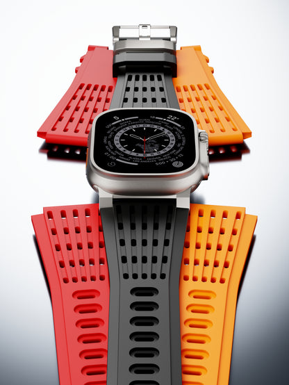 Ultra-Wide Leather /silicone Tactical Watch Band For Apple Watch