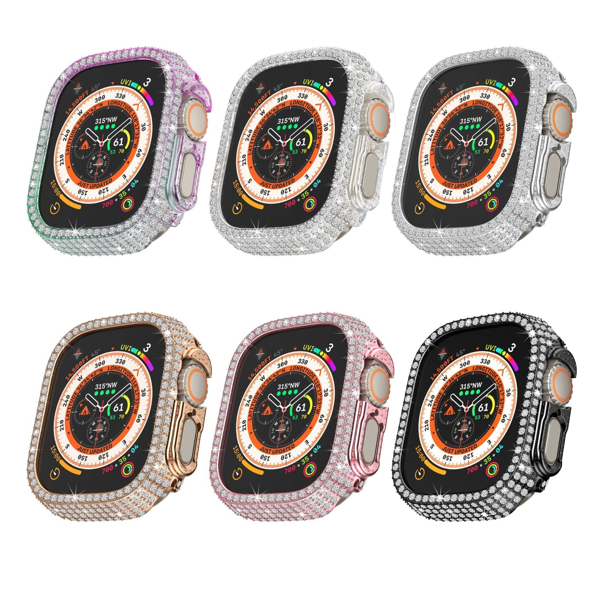 Diamond-encrusted Full Cover Case Screen Protector For Apple Watch