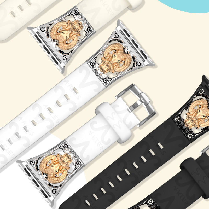 Metal Embossed Constellation Watch Strap For Apple Watch--Aries