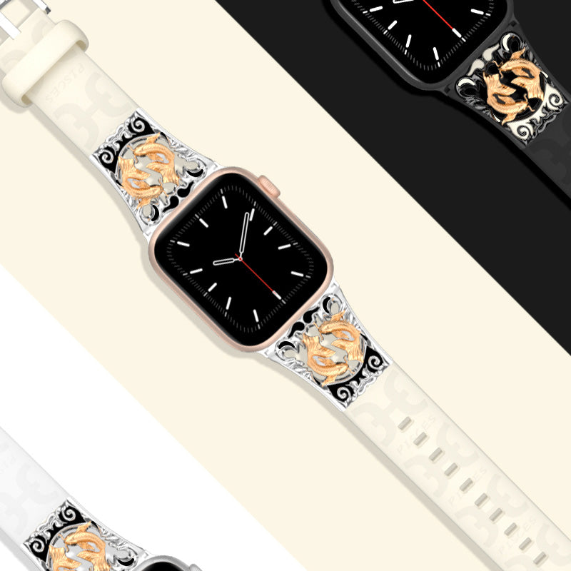 Metal Embossed Constellation Watch Strap For Apple Watch--Pisces