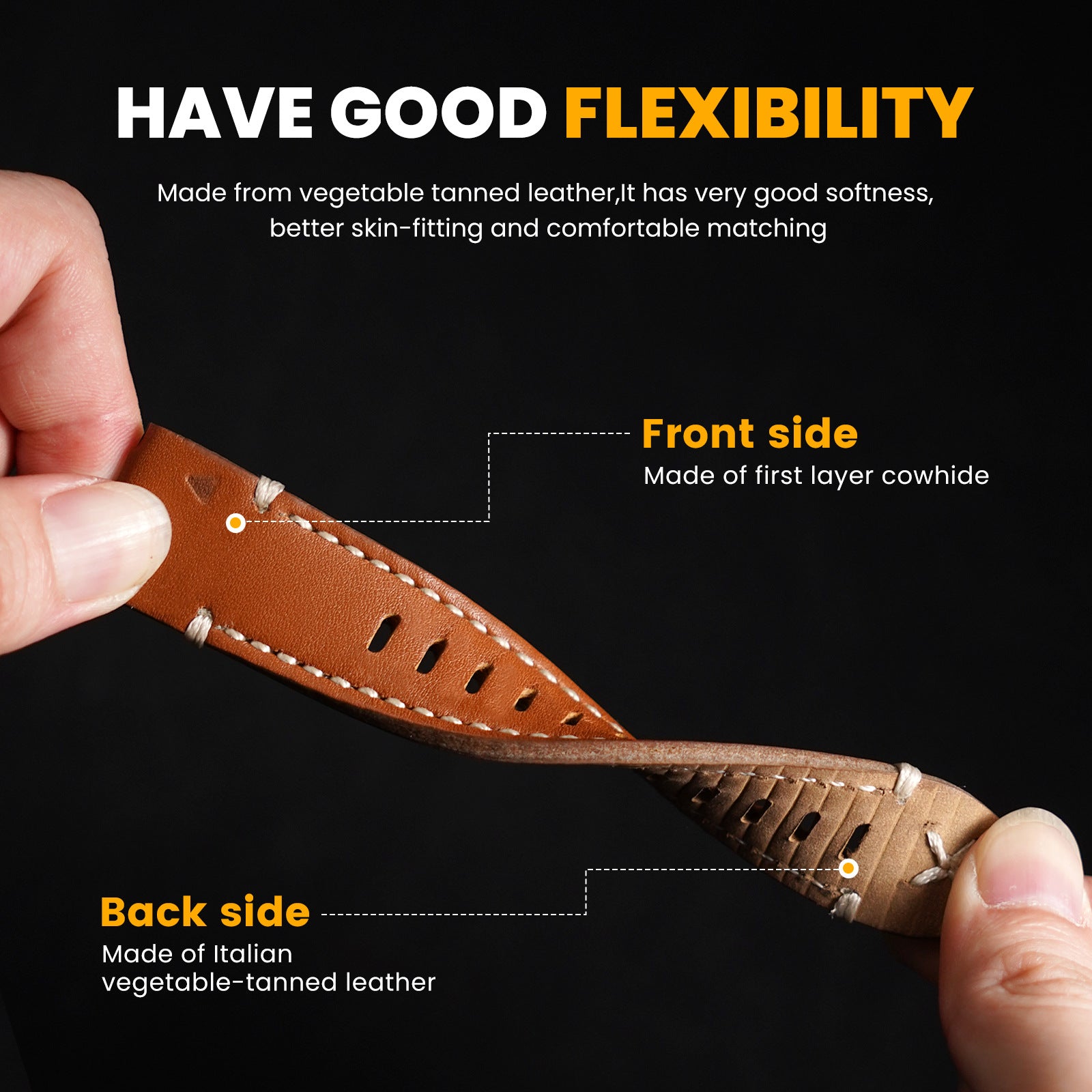 Genuine Leather Watch Band for Garmin Fenix 8 7 7X 6 6X