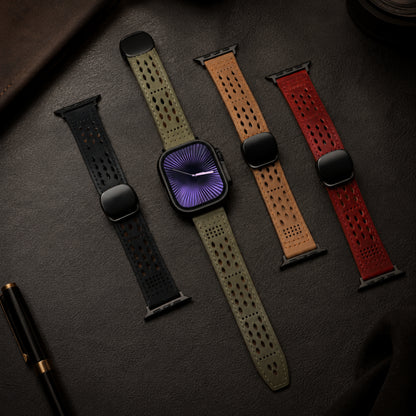 Upgraded Magnetic Buckle Leather Strap For Apple Watch