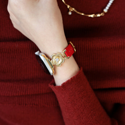 Flower Leather Strap For Apple Watch