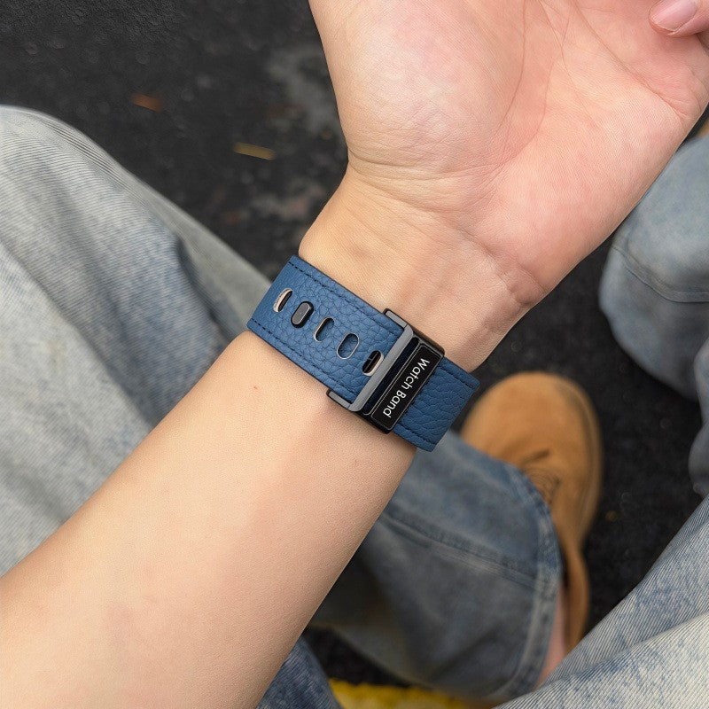Premium Pebbled Leather Watch Band for Apple Watch