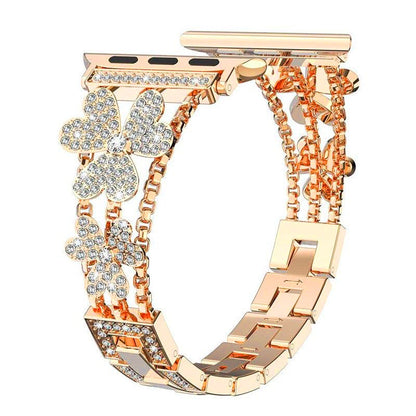 Flower Sparkling Diamond Link Bracelet for Apple Watch