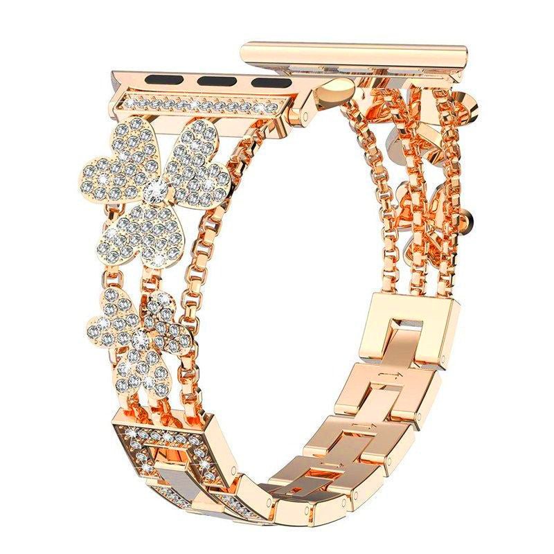 Flower Sparkling Diamond Link Bracelet for Apple Watch