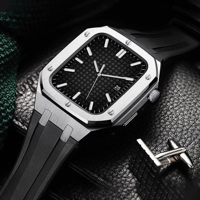 AP Silicone Band Stainless Steel Case Retrofit Kit For Apple Watch