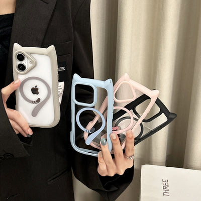 Cute 3D Cat Ear MagSafe Case for iPhone