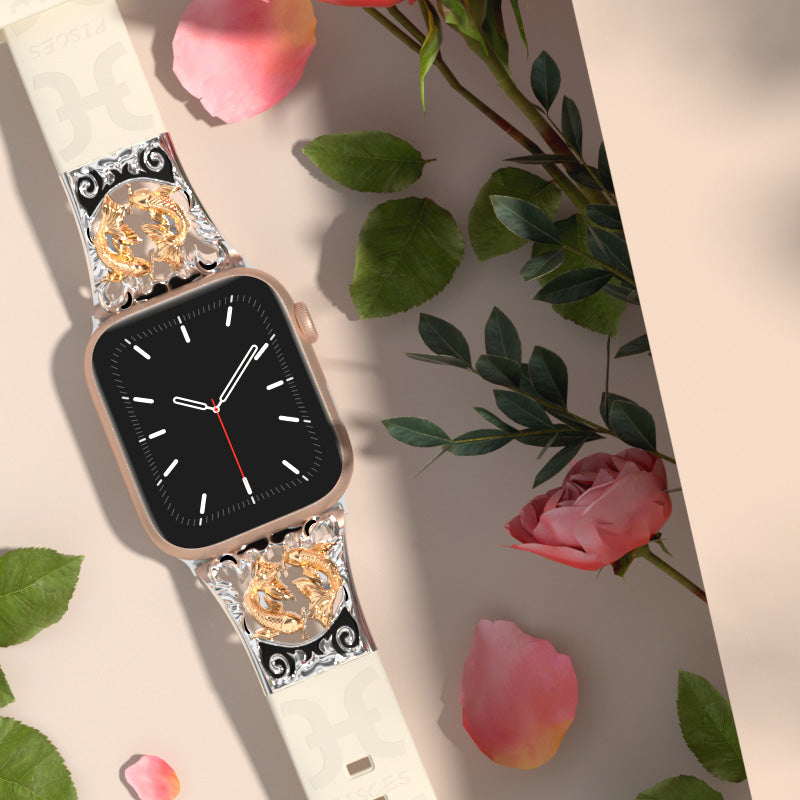 Metal Embossed Constellation Watch Strap For Apple Watch--Pisces