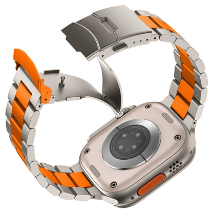 Titanium watch band upgraded safety buckle for Apple Watch