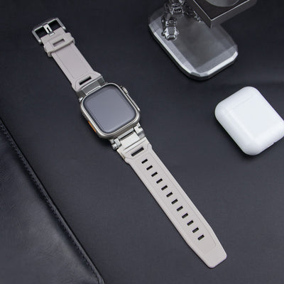 Explorer Tactical Fluoro Rubber Strape+Metal Ultra Case For Apple Watch 9 8 7 6 5 4 SE