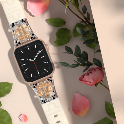 Metal Embossed Constellation Watch Strap For Apple Watch--Libra