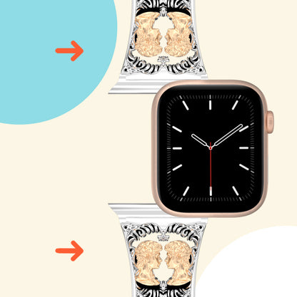 Metal Embossed Constellation Watch Strap For Apple Watch--Gemini