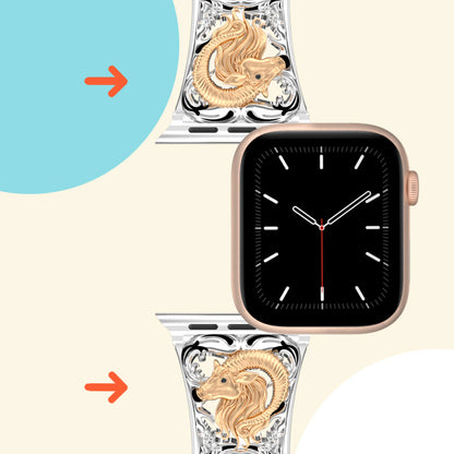 Metal Embossed Constellation Watch Strap For Apple Watch--Capricorn