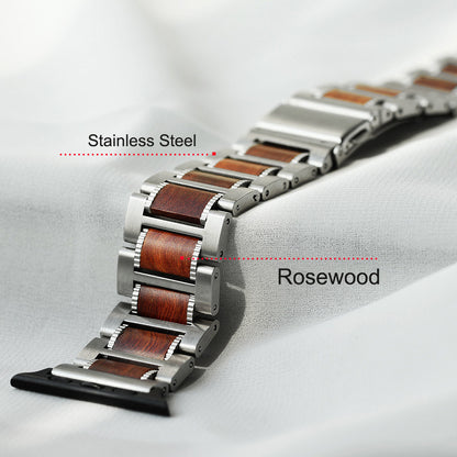 Natural Red Sandalwood & Metal For Apple Watch