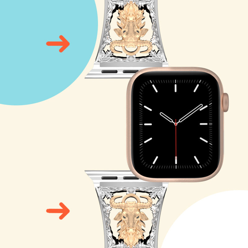 Metal Embossed Constellation Watch Strap For Apple Watch--Taurus