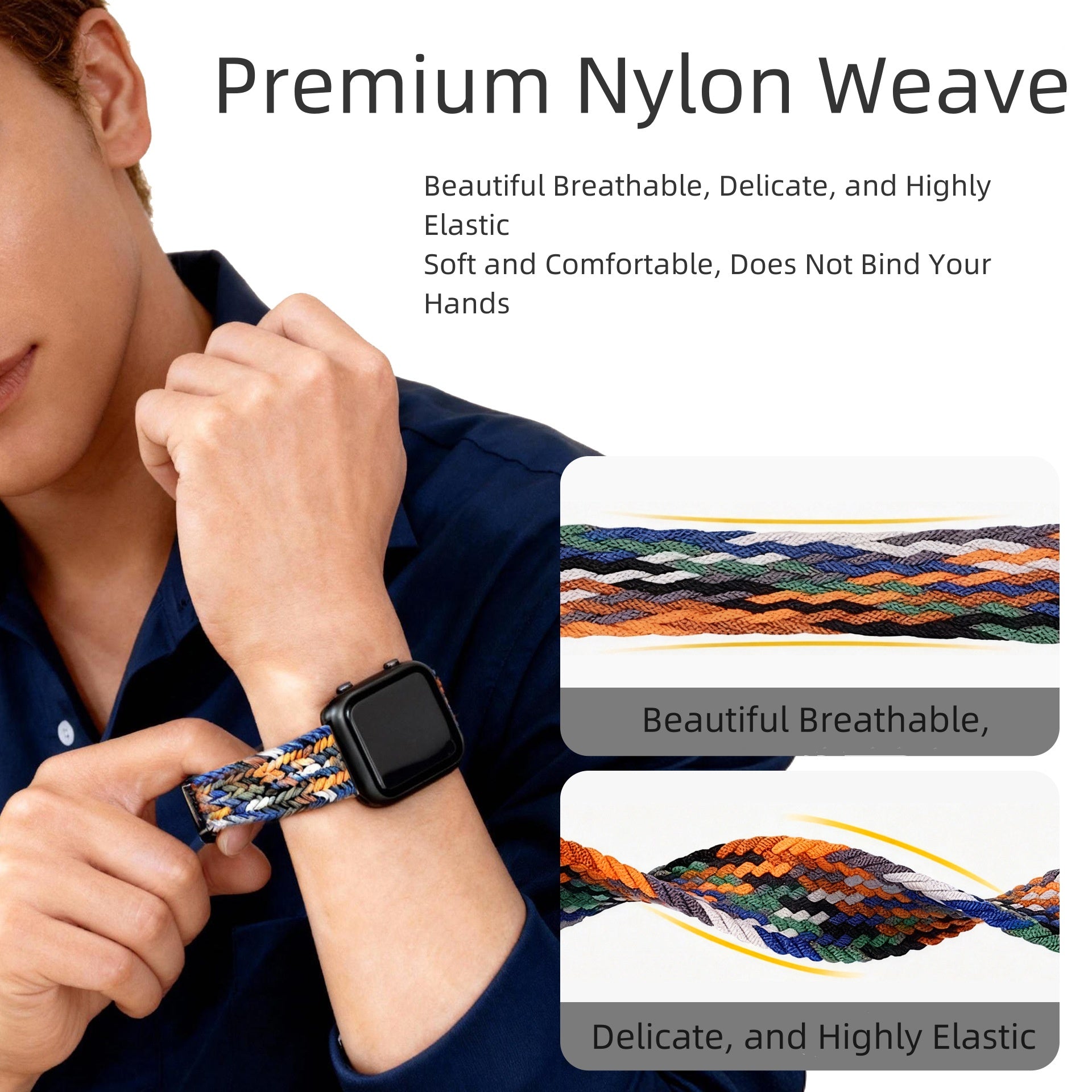 Modern style magnetic clasp breathable nylon strap For Apple Watch