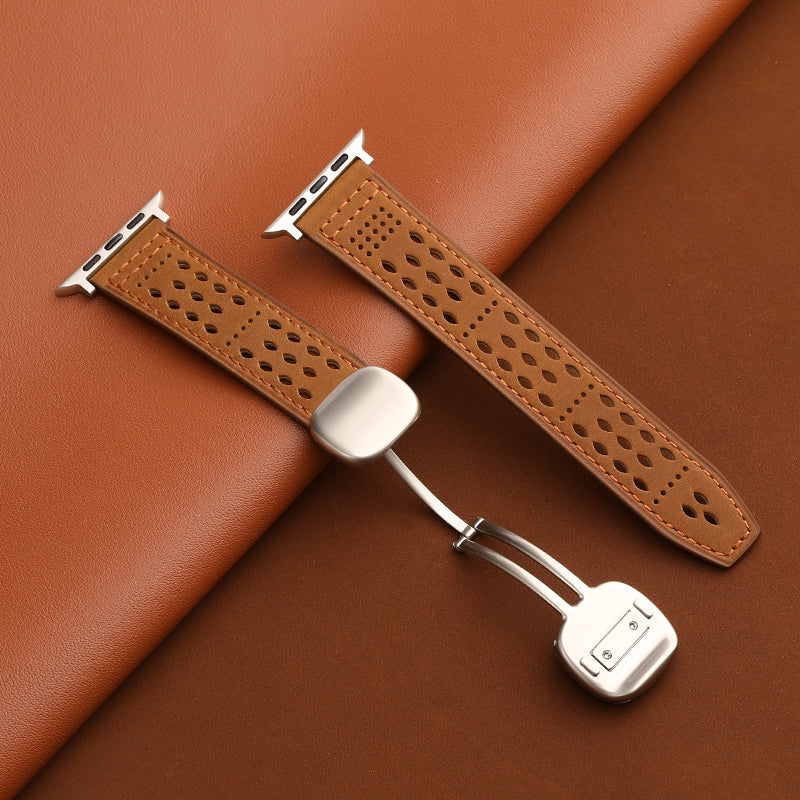 Upgraded Magnetic Buckle Leather Strap For Apple Watch